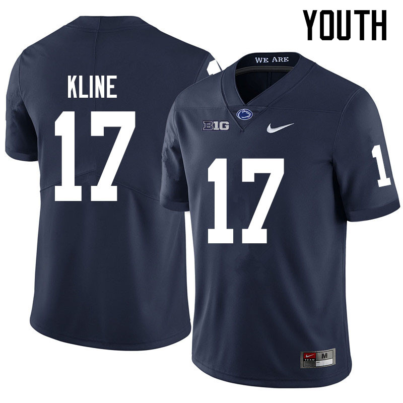 Youth #17 Grayson Kline Penn State Nittany Lions College Football Jerseys Sale-Navy